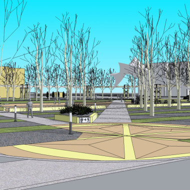 Bristol Myers Squibb- Ped View From building 23 main road sketchup