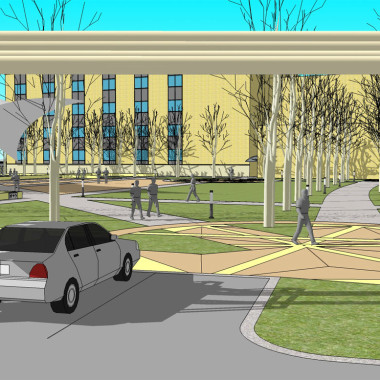 Bristol Myers Squibb- view from parking lot sketchup